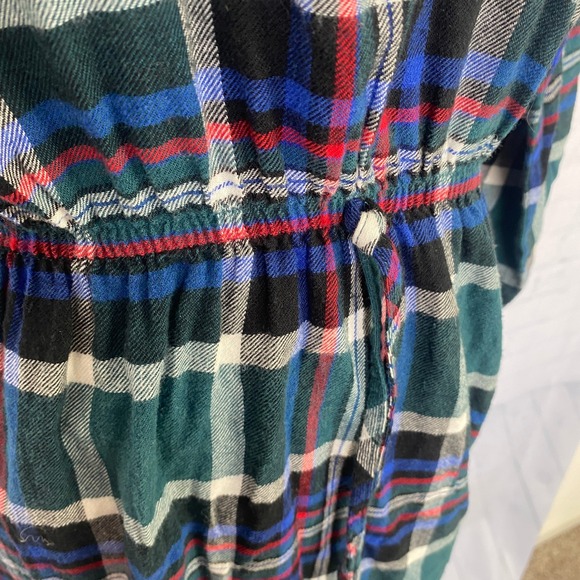🔥 Abercrombie & Fitch Plaid Shirt Dress Green Blue Red Waist Tie Small Button - Picture 5 of 12